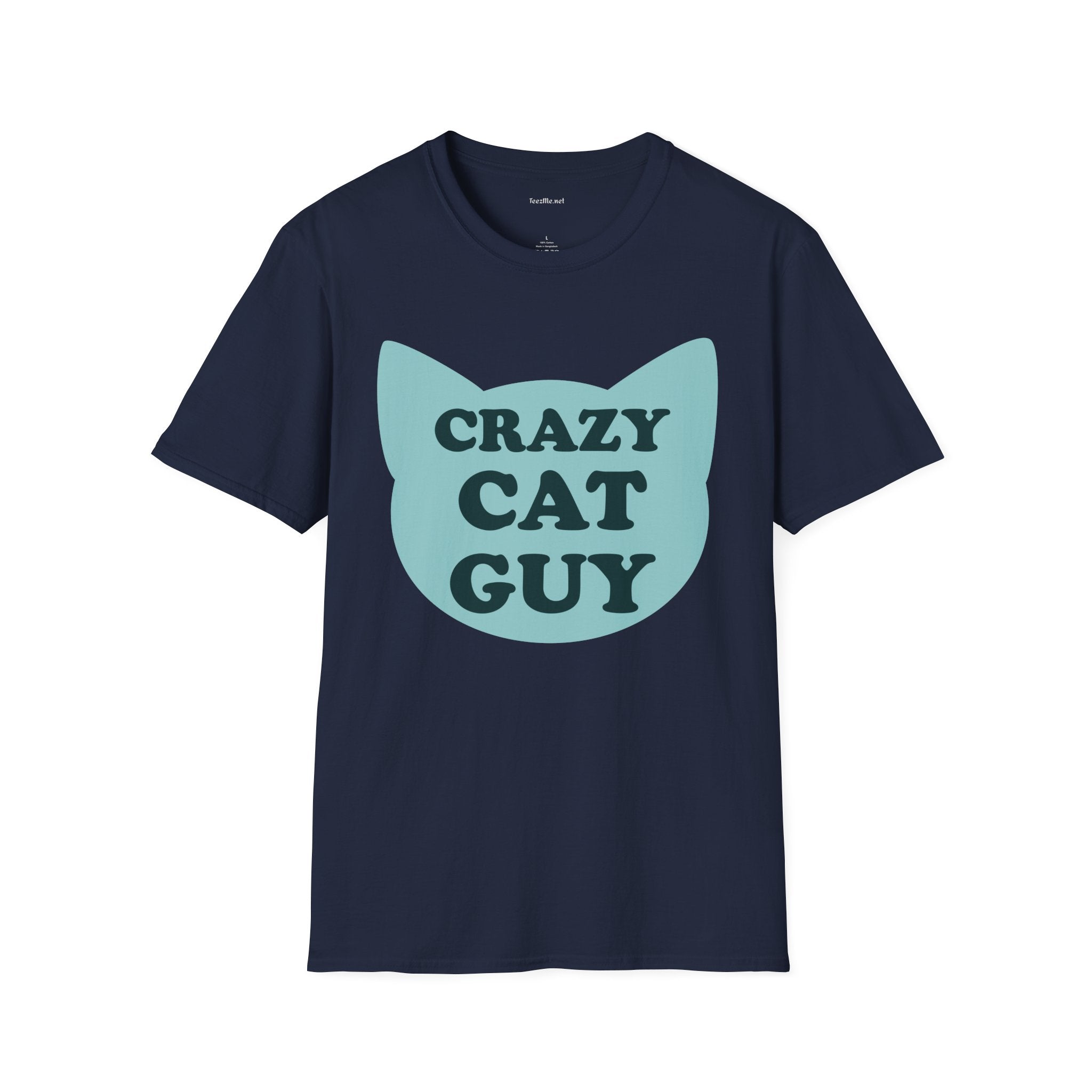 Crazy Cat Guy Unisex Softstyle T-Shirt 100% Cotton Graphic