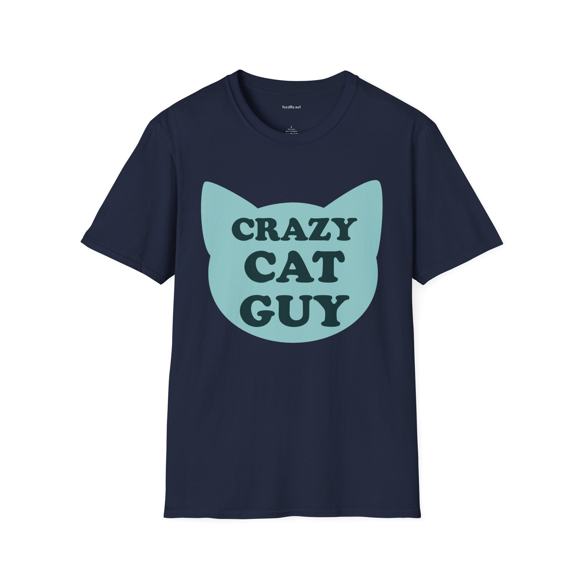 Crazy Cat Guy Unisex Softstyle T-Shirt 100% Cotton Graphic