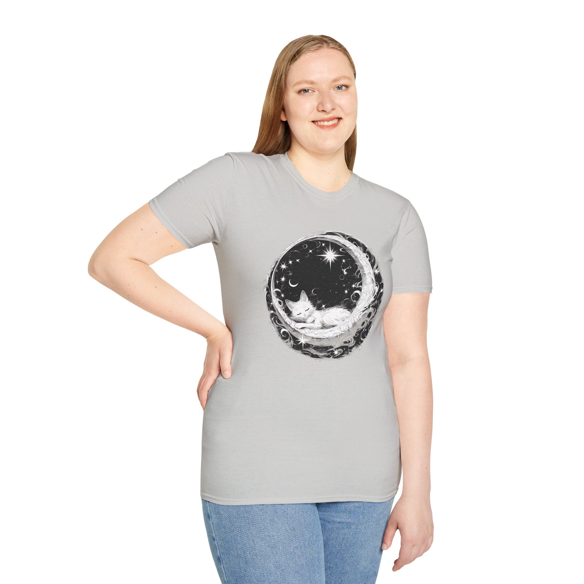 Moon Cat  - Unisex Softstyle T-Shirt 100% Cotton Graphic