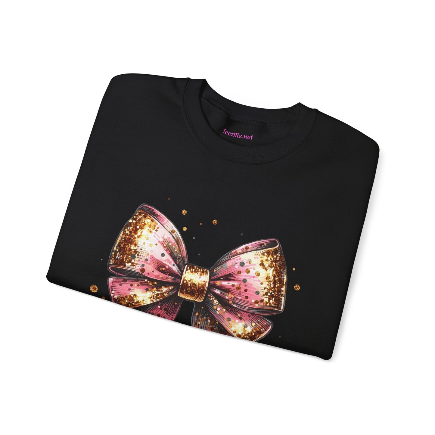 Pink and Gold Bow Unisex Heavy Blend™ Crewneck Sweatshirt Graphic
