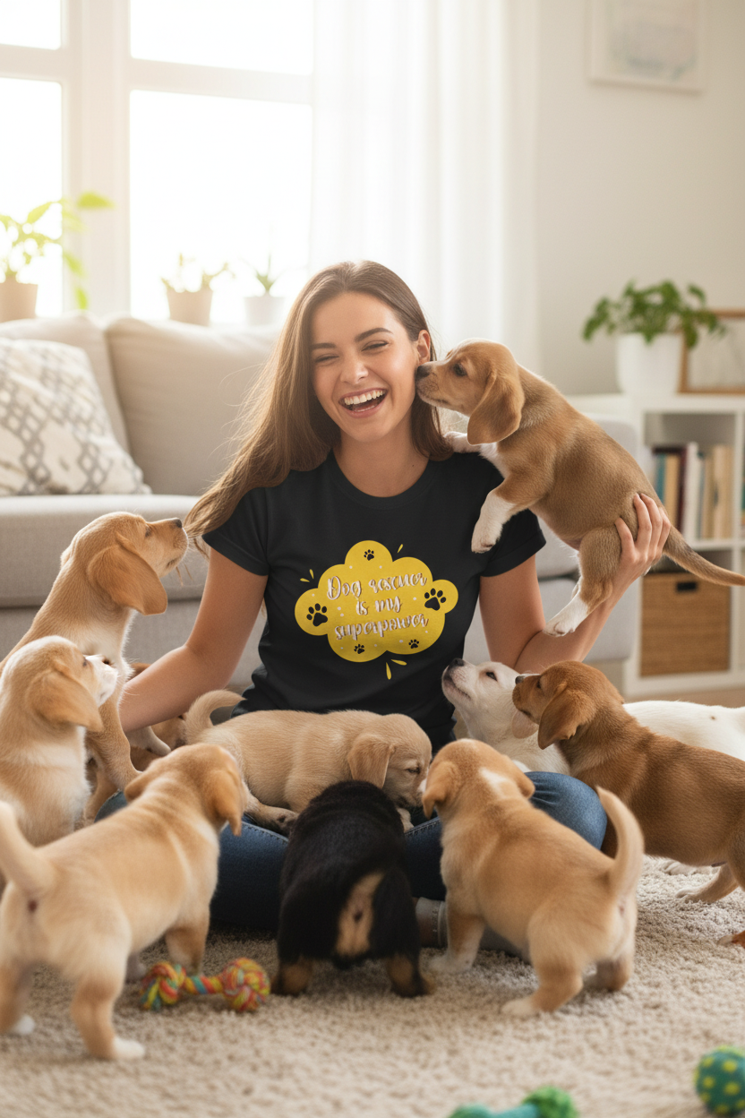 Dog Rescuer Is My Superpower T-Shirt — Rescue Dog Lover Tee