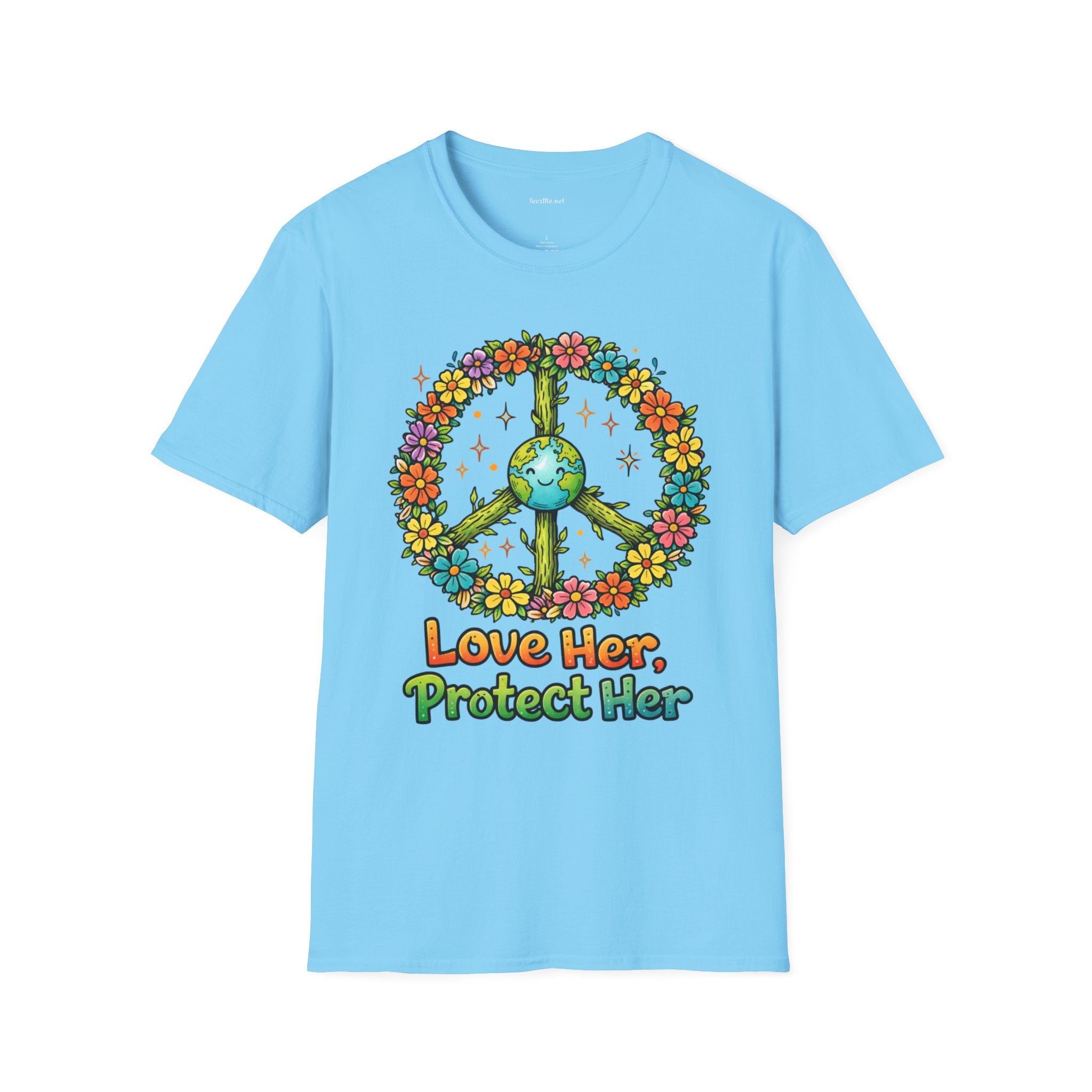 Earth Peace T-Shirt — "Love Her, Protect Her" Floral Eco Graphic