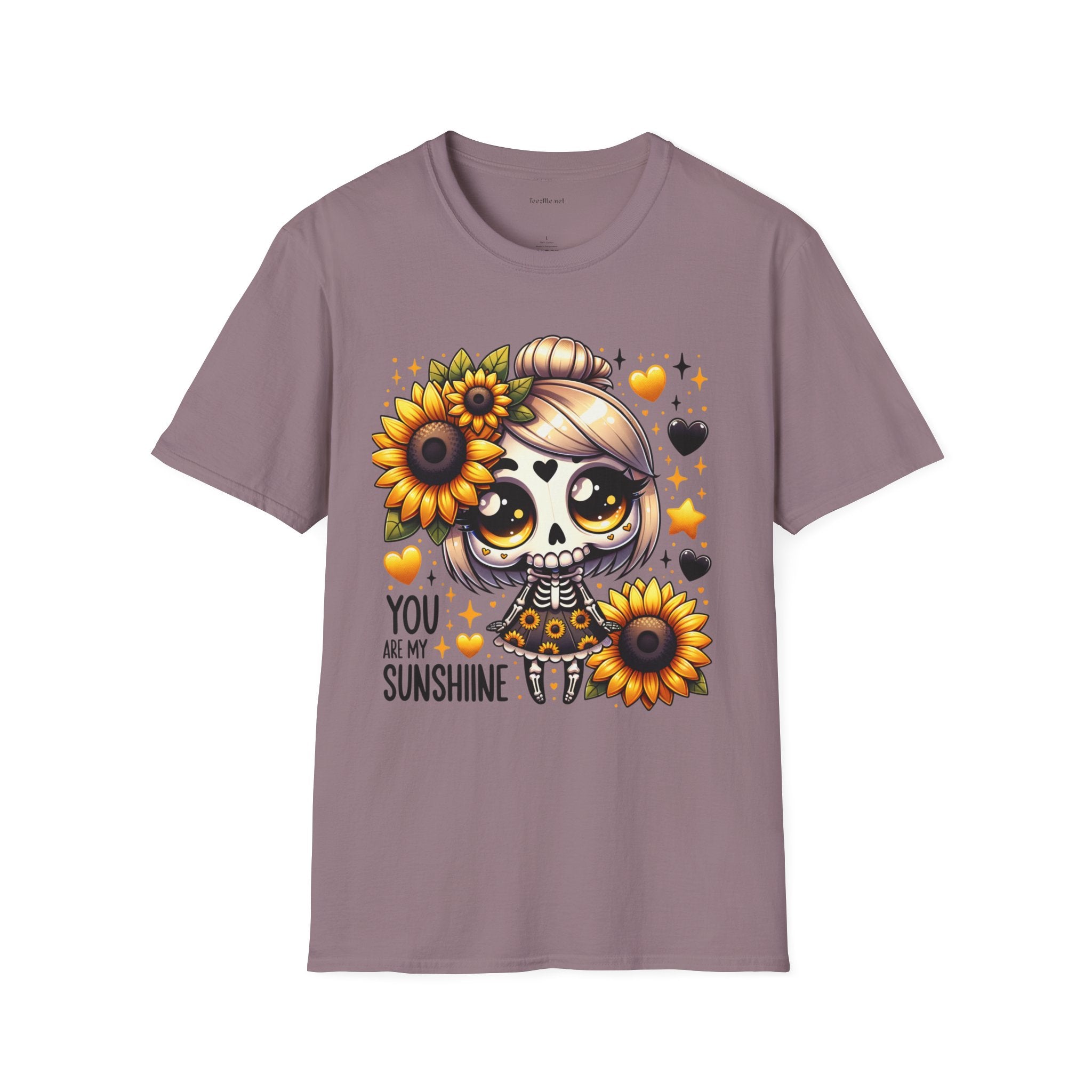 Sunflower Day of the Dead Tee — "You Are My Sunshine" Cute Sugar Skull Shirt