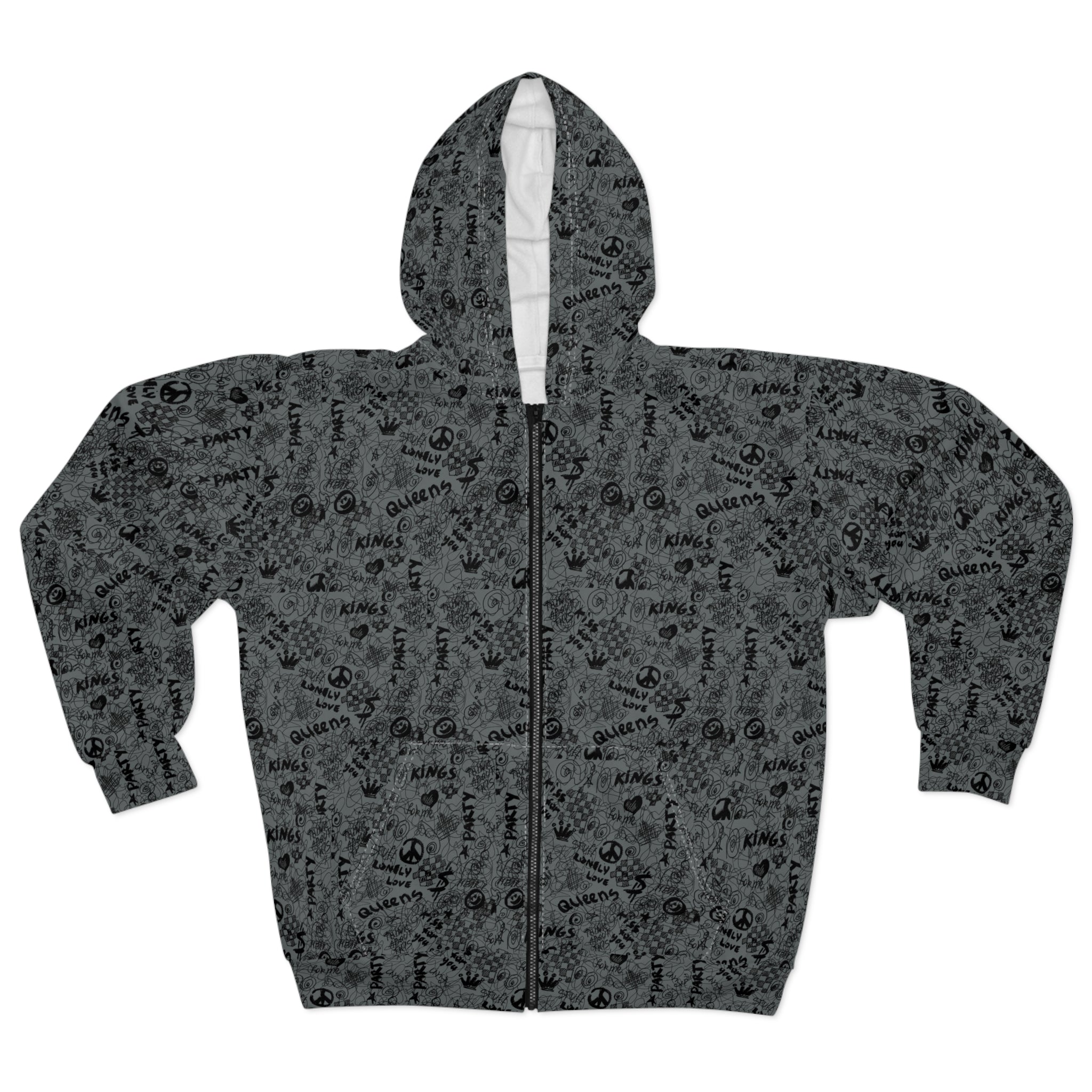 Street Style Grunge Unisex Zip Hoodie (AOP)