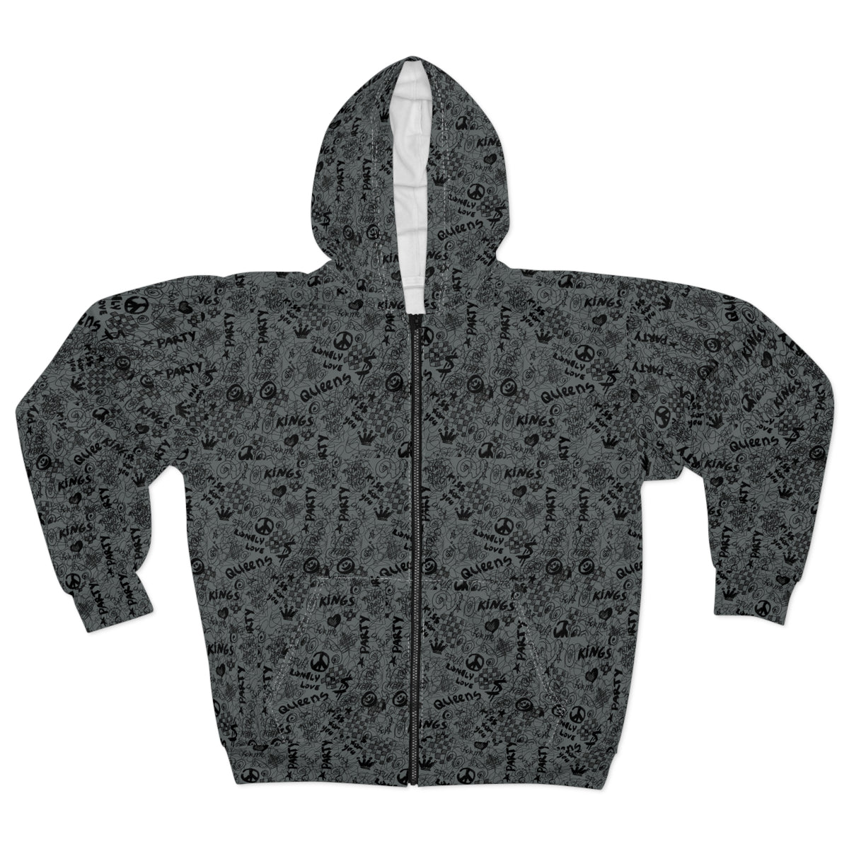 Street Style Grunge Unisex Zip Hoodie (AOP)