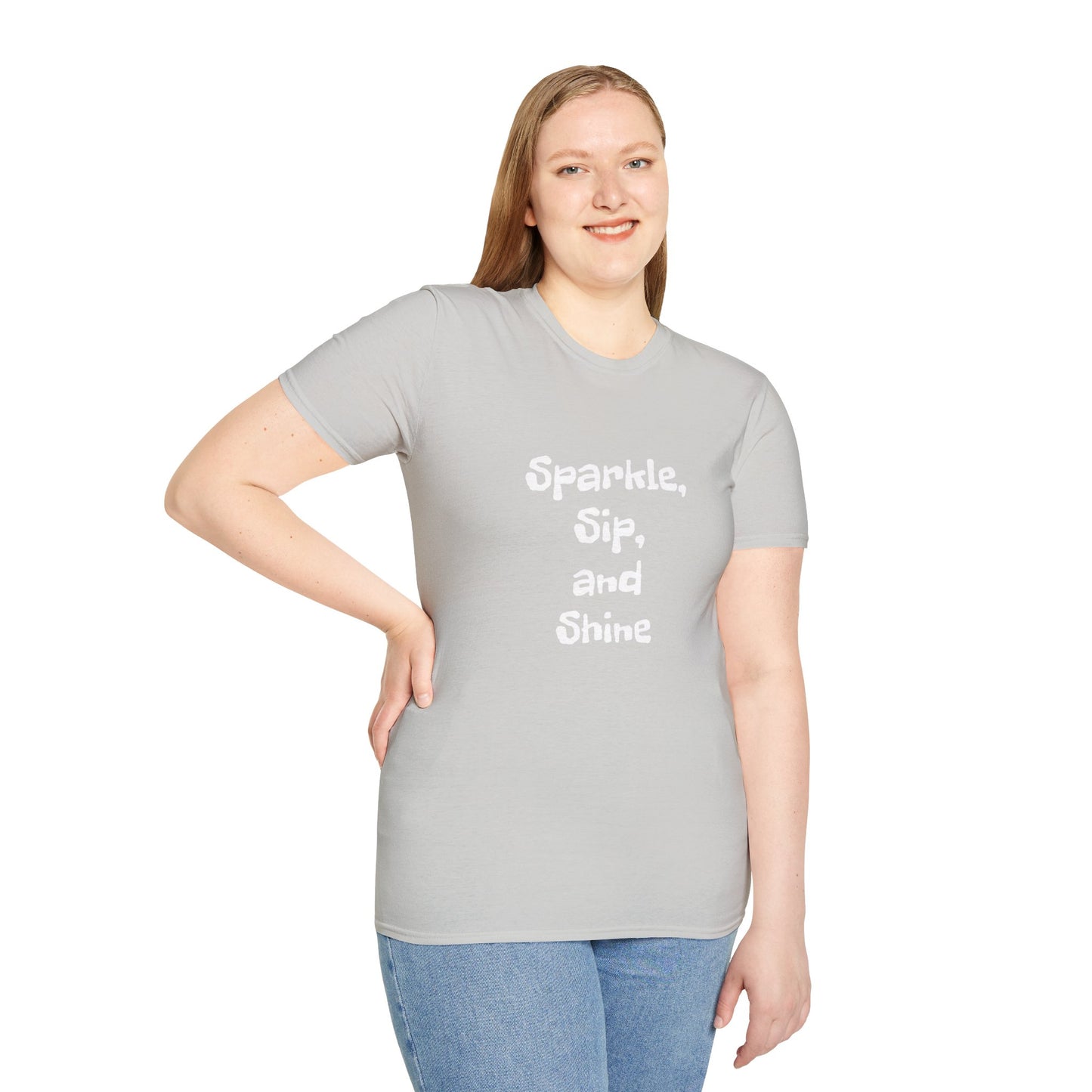 Sparkle, sip, and shine - Unisex Softstyle T-Shirt 100% Cotton Graphic