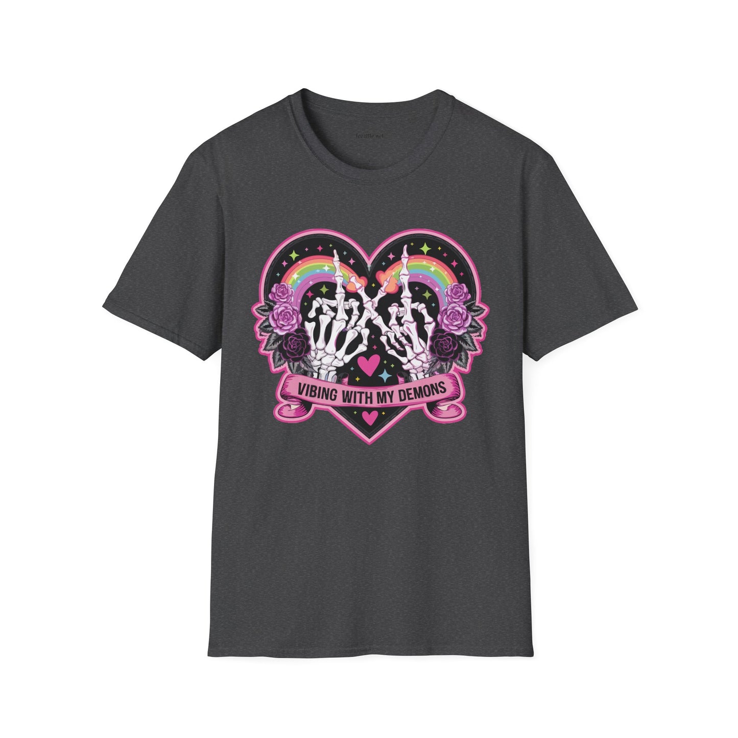 Vibing with My Demons Unisex Softstyle T-Shirt 100% Cotton Graphic