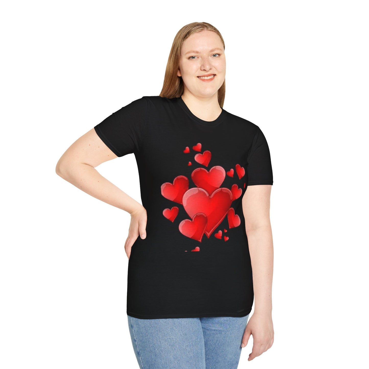 Red Hearts - Unisex Softstyle T-Shirt 100% Cotton Graphic